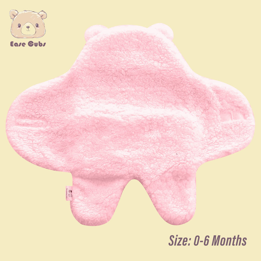 Ease Cubs sherpa bear-hoodie swaddle pink adds warmth and playful design