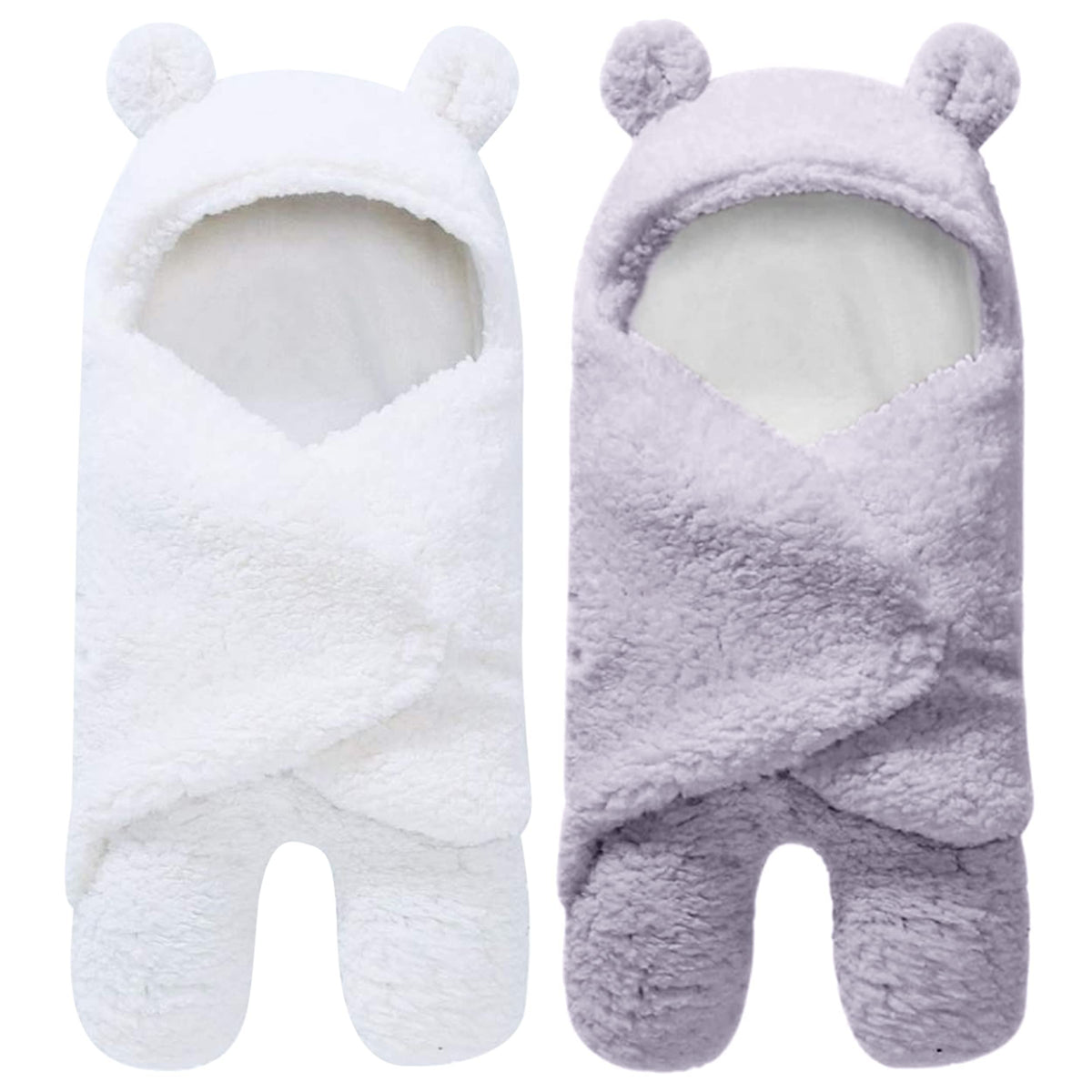 Ease Cubs ultra warm sherpa swaddle gray hoodie keeps newborns cozy overnight