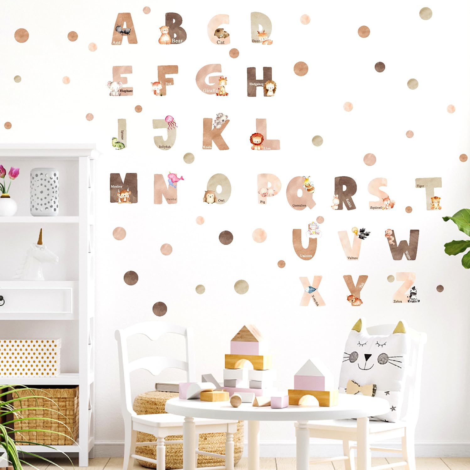 Easma animal alphabet wall decals when applied on smooth surfaces offer flexible display options.
