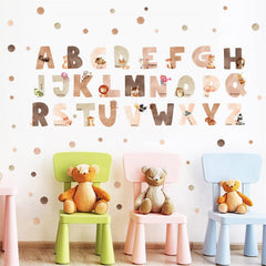 Easma animal alphabet wall decals letters closeup highlighting letter shapes for early literacy practice.