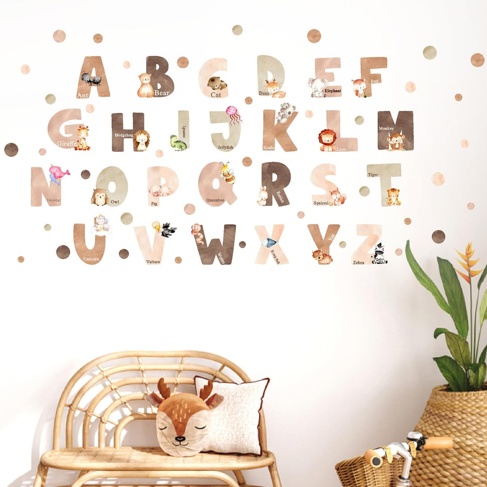 Easma animal alphabet wall decals in a nursery setup inspiring curious learners.
