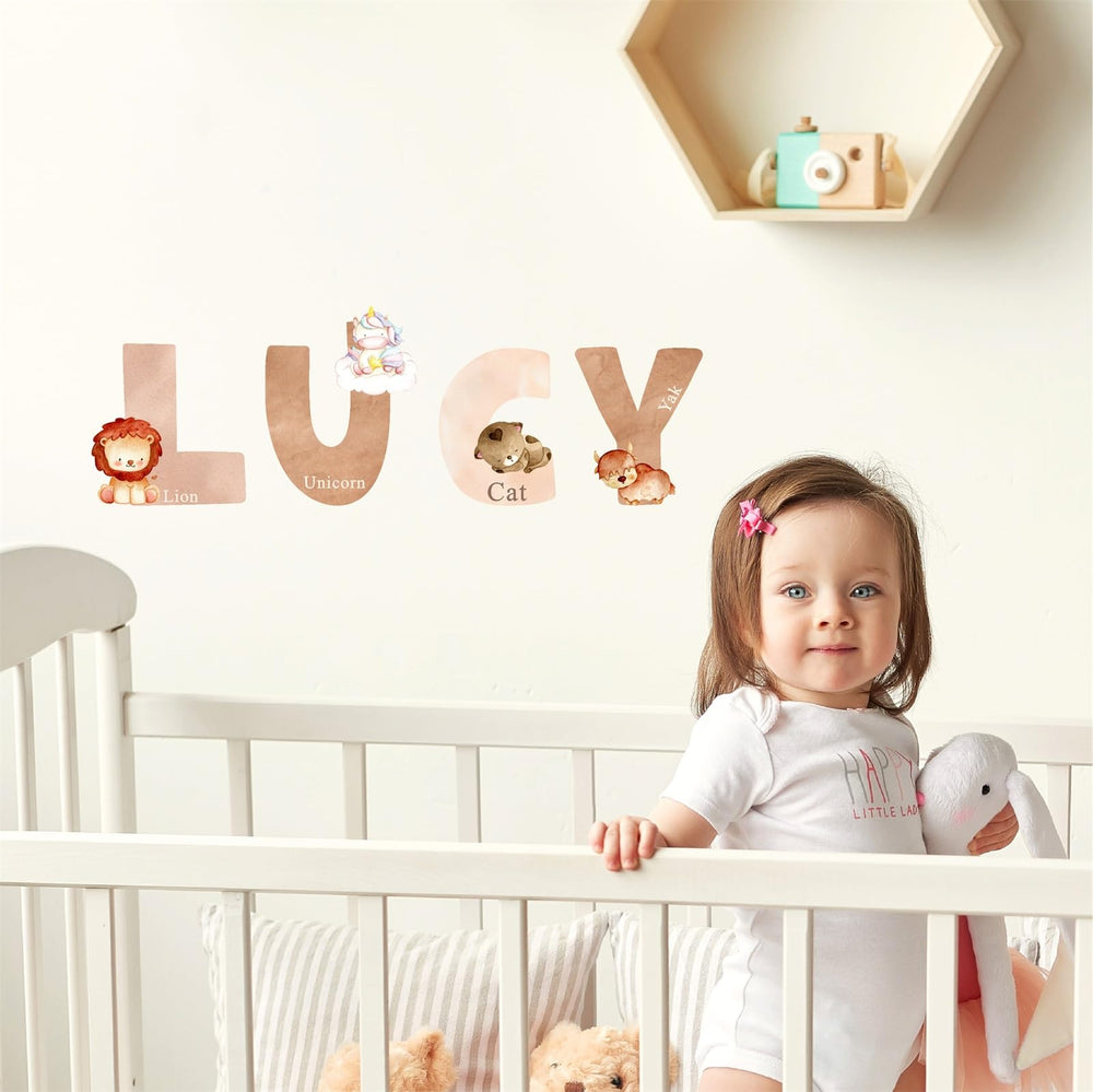 Easma animal alphabet wall decals packaging view demonstrates easy peel-and-stick installation.