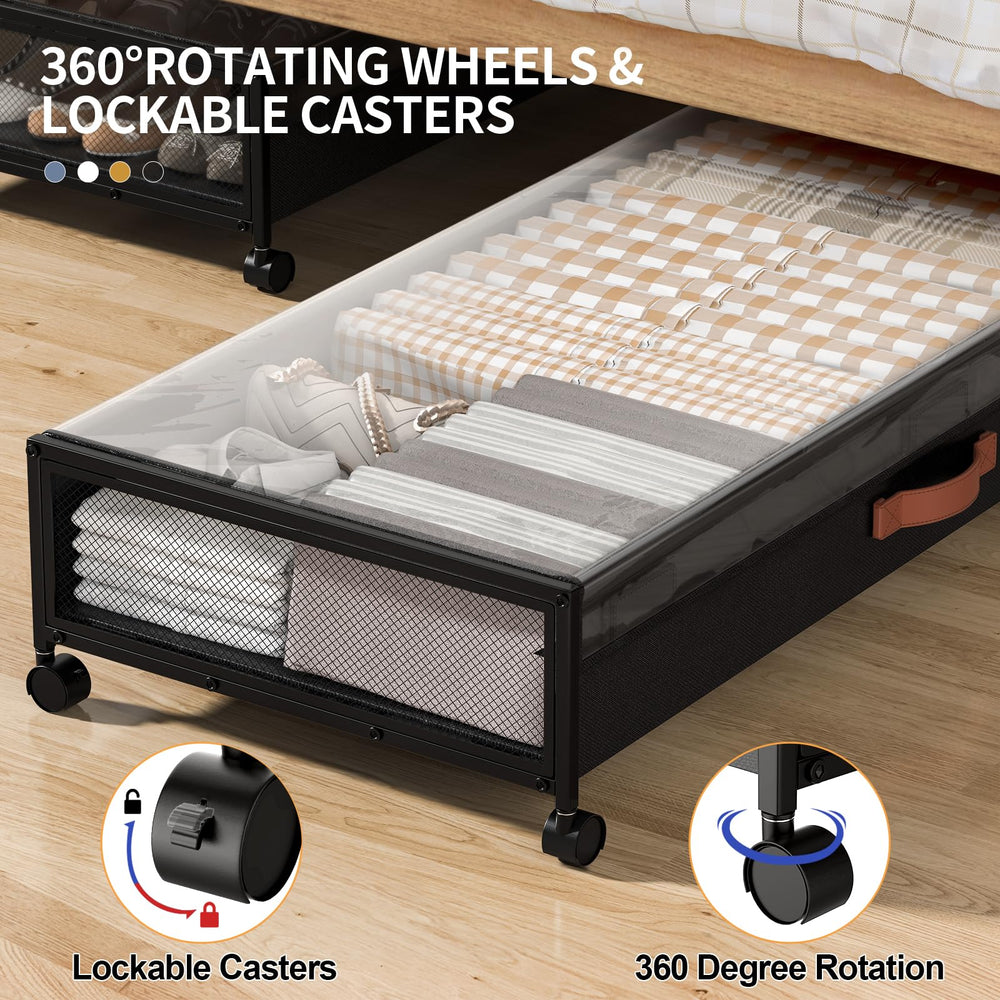 Eastherry under-bed storage 2-pack with PVC lid showing contents clearly