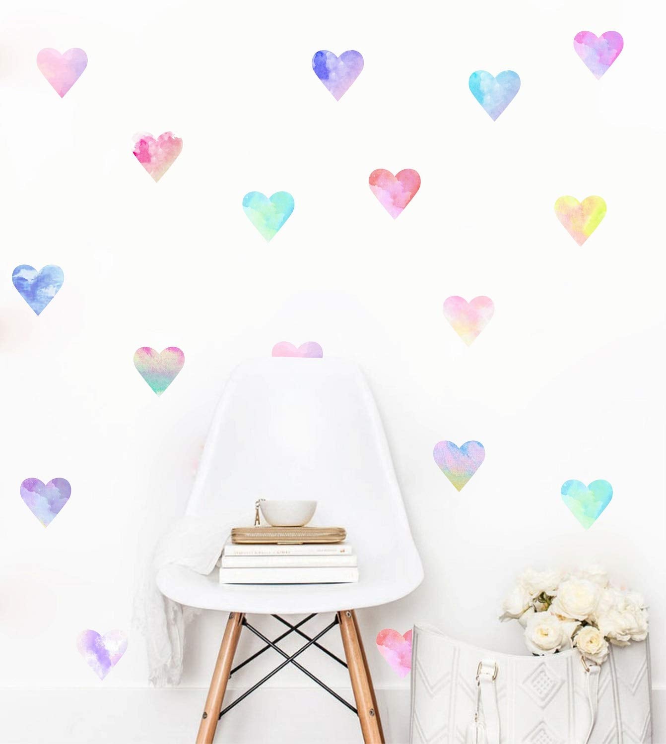 Easu Colorful Heart Wall Decals for girls' bedroom add color to window walls