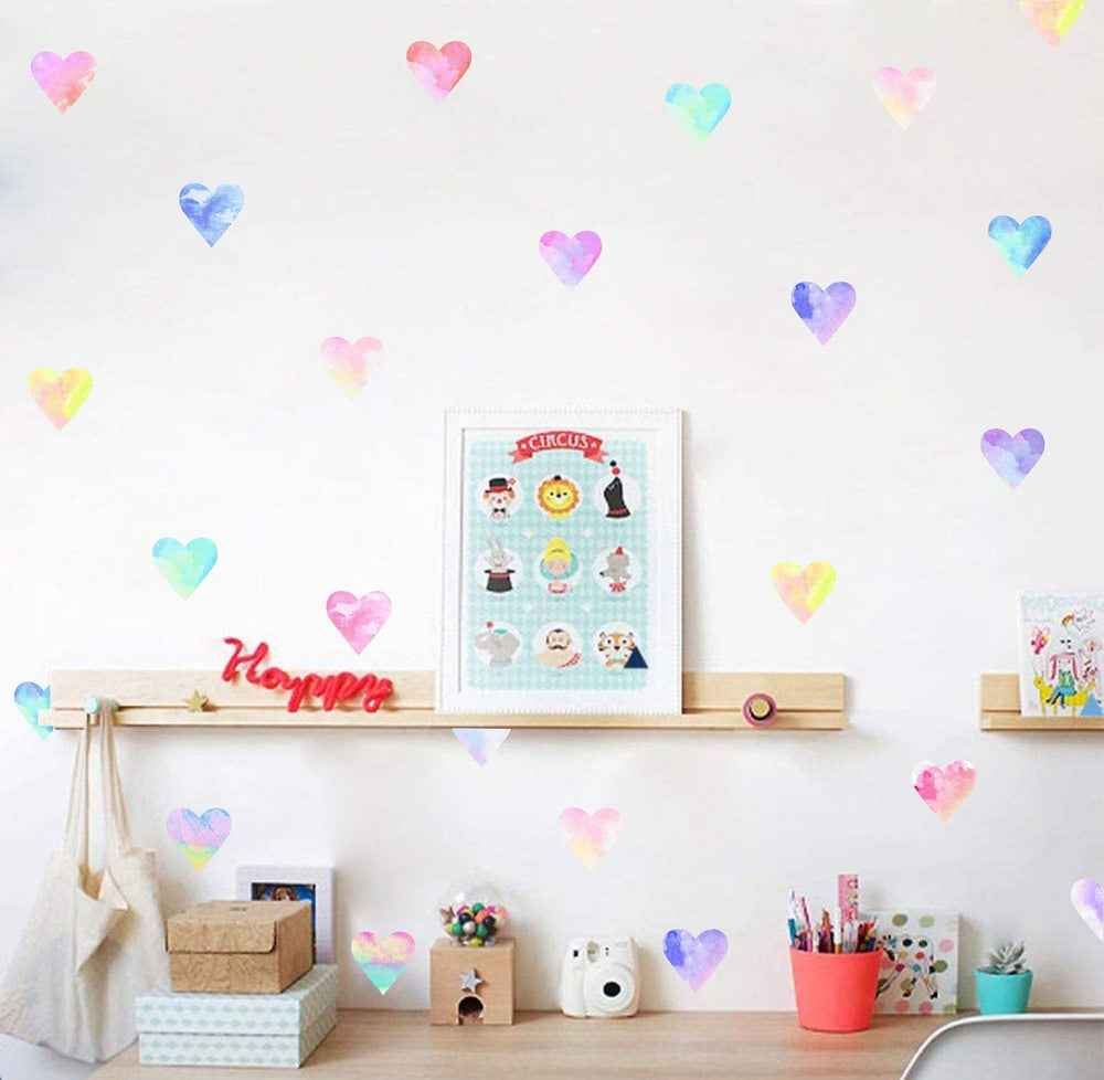 Easu Colorful Heart Wall Decals non-toxic vinyl hearts easily removable for room re-styling