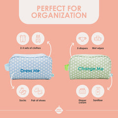 Easy Baby Laguna pouch set showing pattern color coding for easy item ID