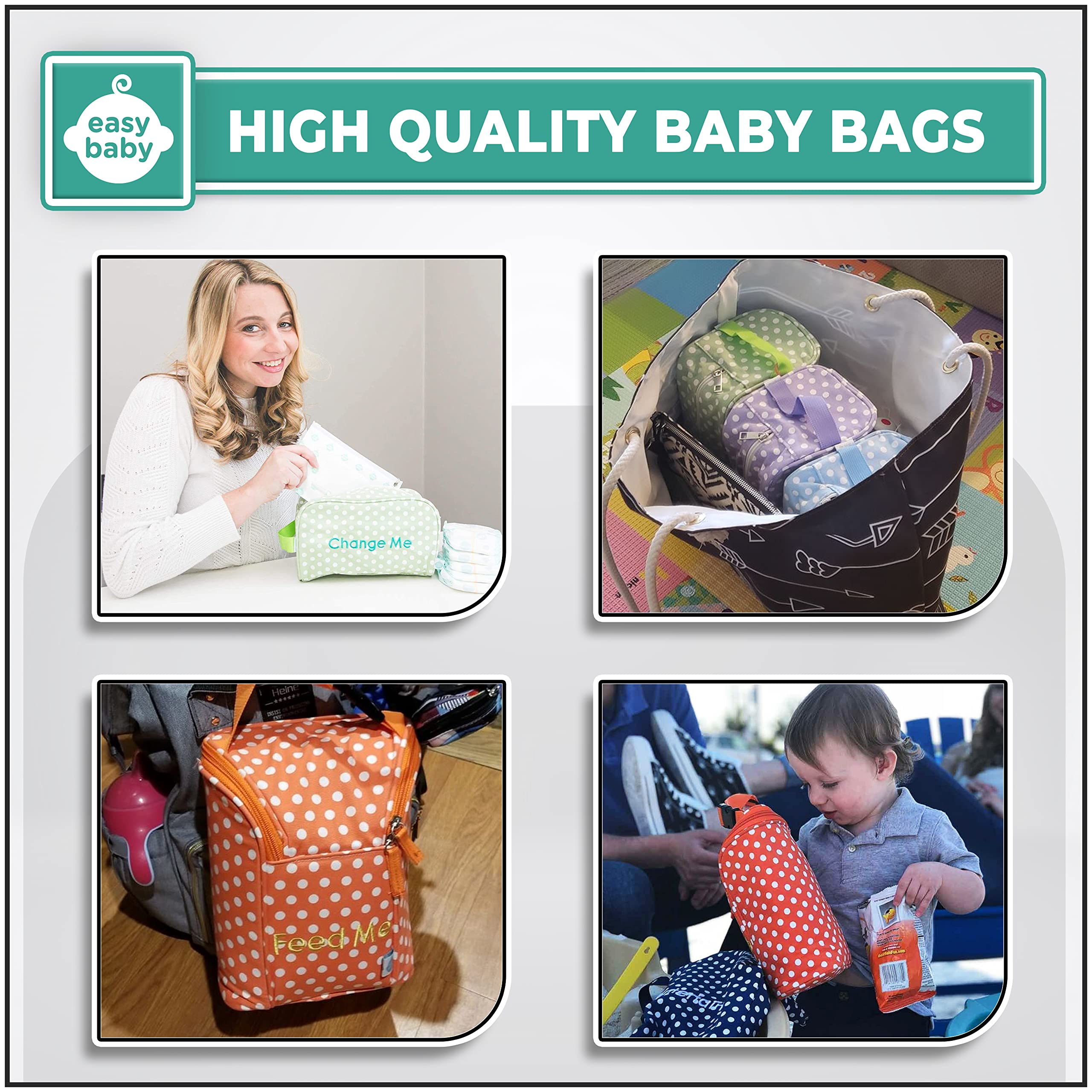 Easy Baby Laguna wipe organization section ready for on-the-go wipes.