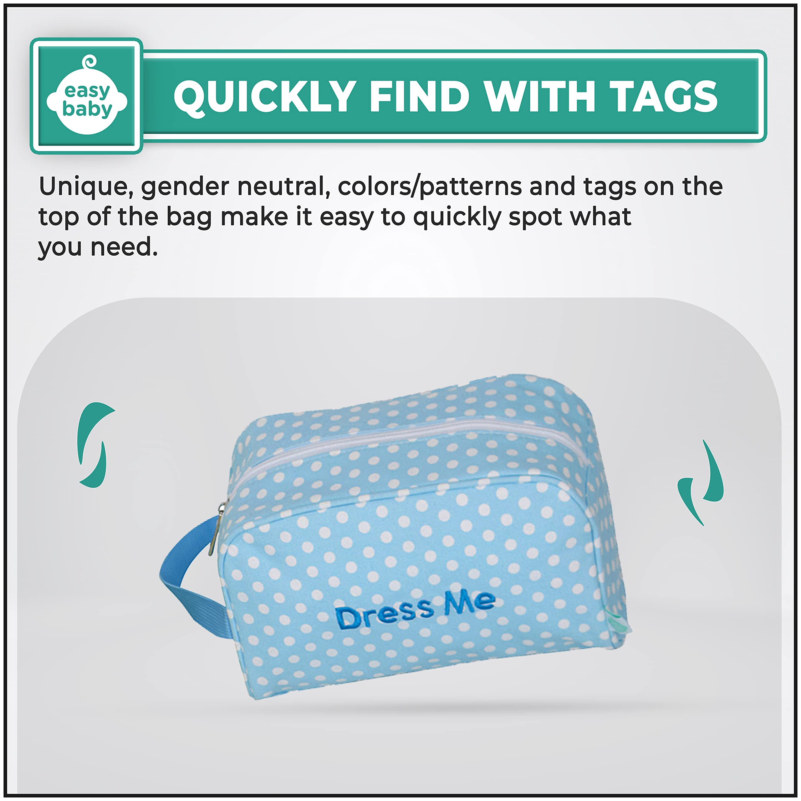 Easy Baby Laguna zipper details highlight secure, durable closures.