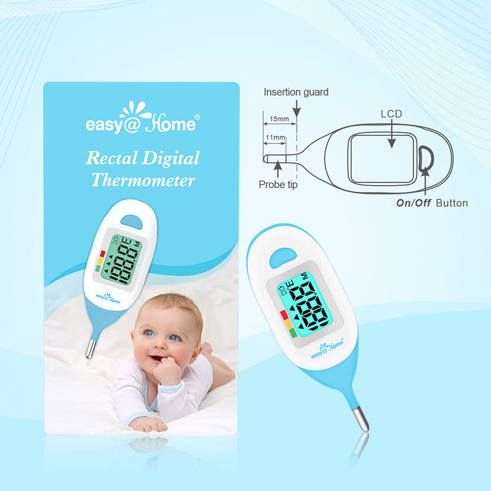 EasyAtHome EMT-027-rectal-probe close-up emphasizes flexible waterproof probe for gentle measurements.