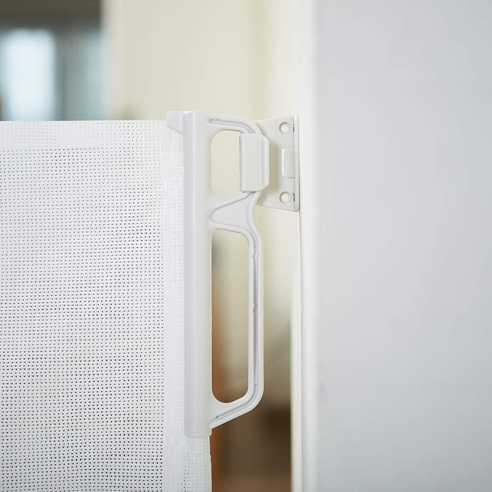 EasyBaby retractable gate extended to 55 inches fits wide opening