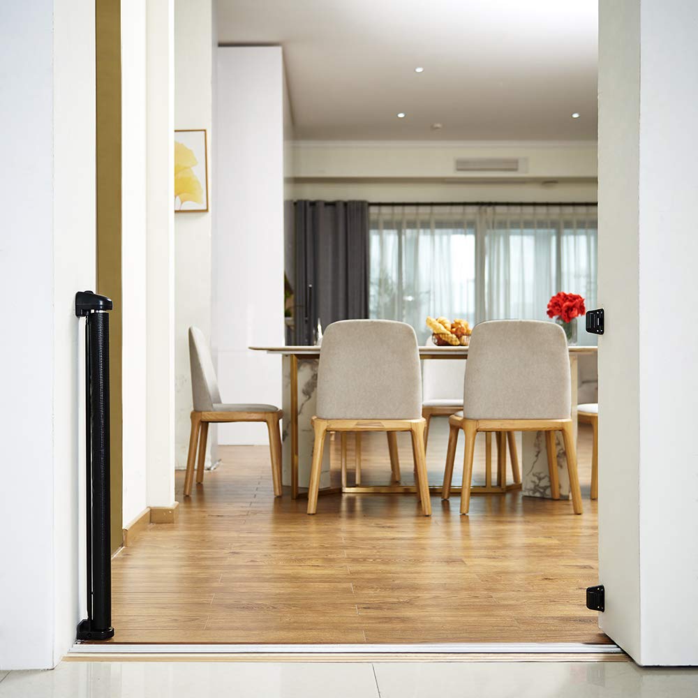 EasyBaby retractable gate installed indoors for safe passage between rooms.