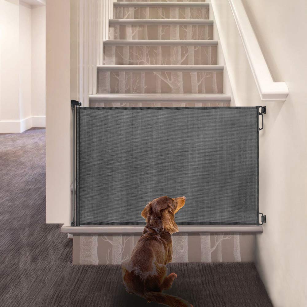 EasyBaby retractable gate installed outdoors for porch or deck boundaries.