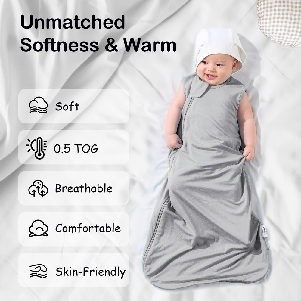 EasyFi gray sleep sack highlights machine-washable design for easy care.