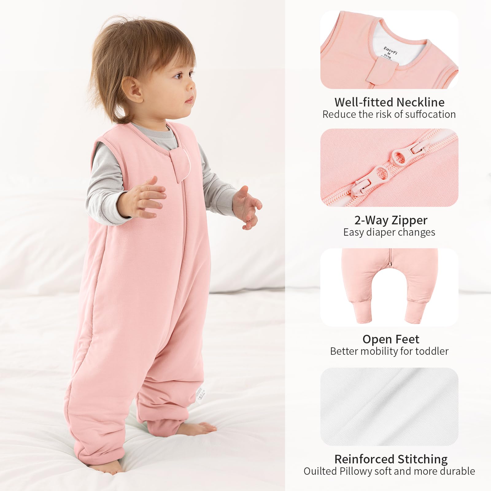 EasyFi bamboo sleep sack features 2-way zipper for easy diaper changes