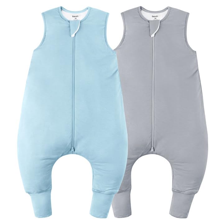 EasyFi bamboo sleep sack blue-gray front view shows buttery-soft fabric for cozy nights.