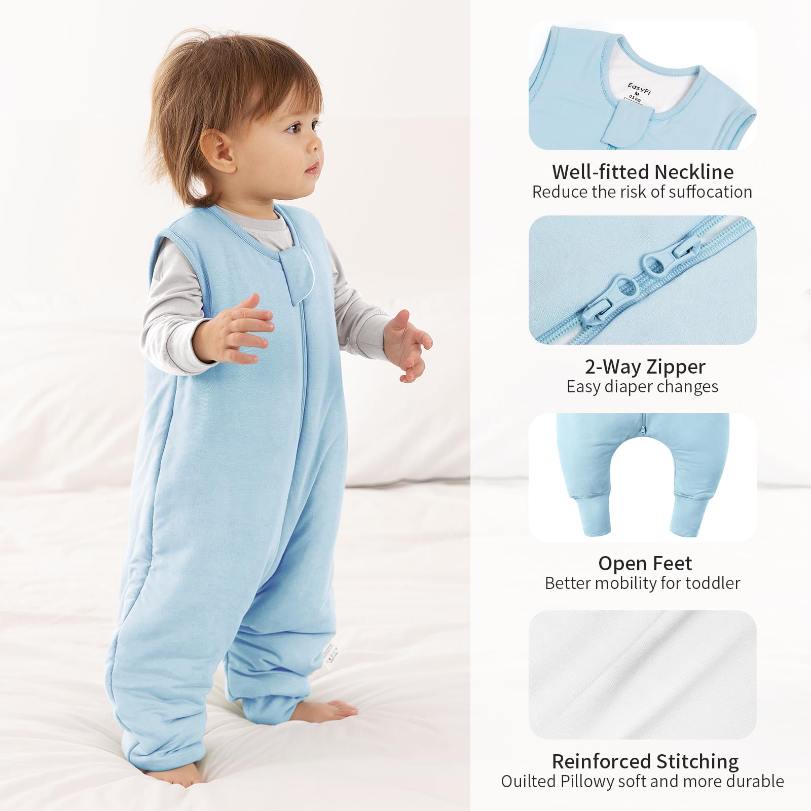 EasyFi sleep sack fabric is hypoallergenic and soft for delicate skin.