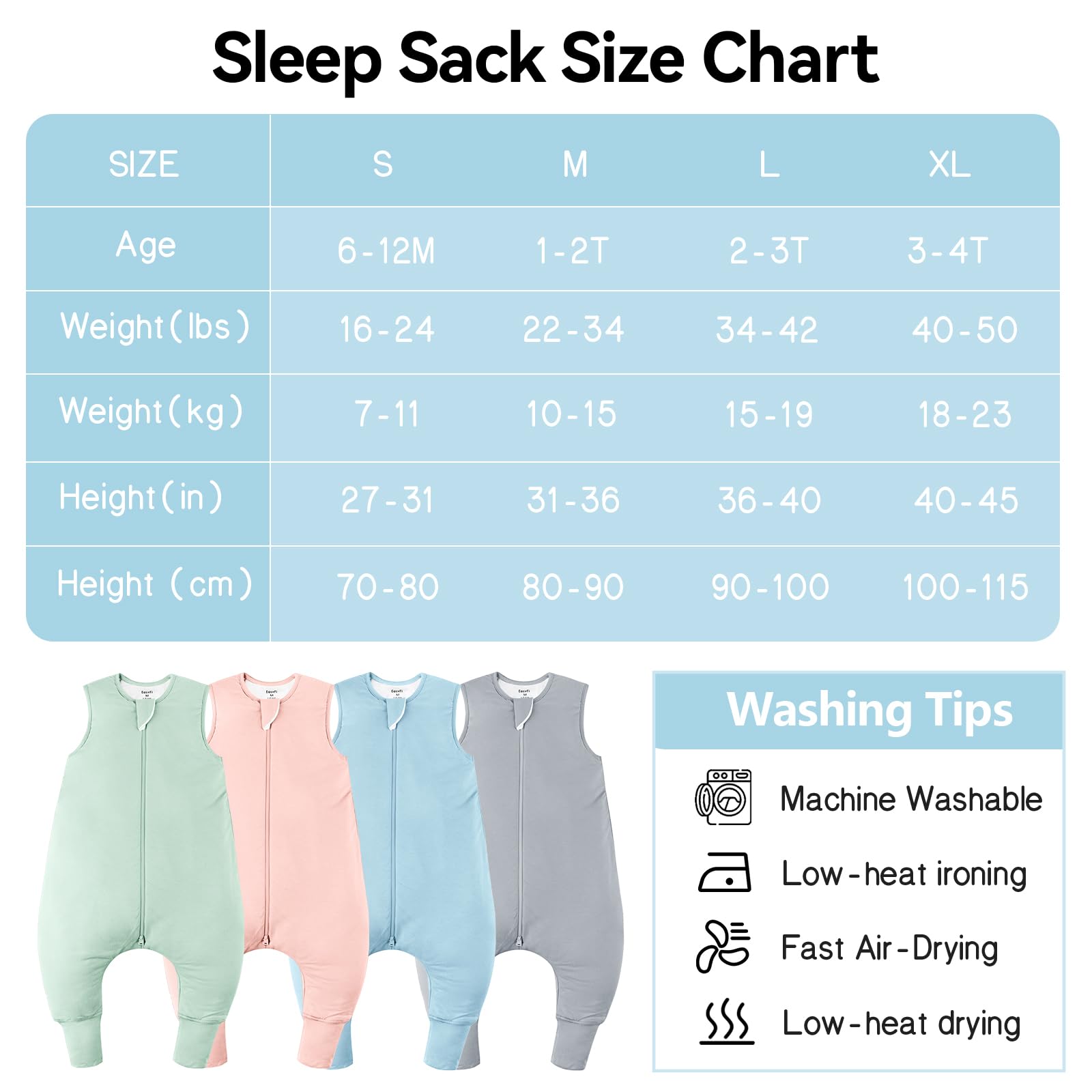 EasyFi Bamboo Sleep Sack is machine washable for easy care.