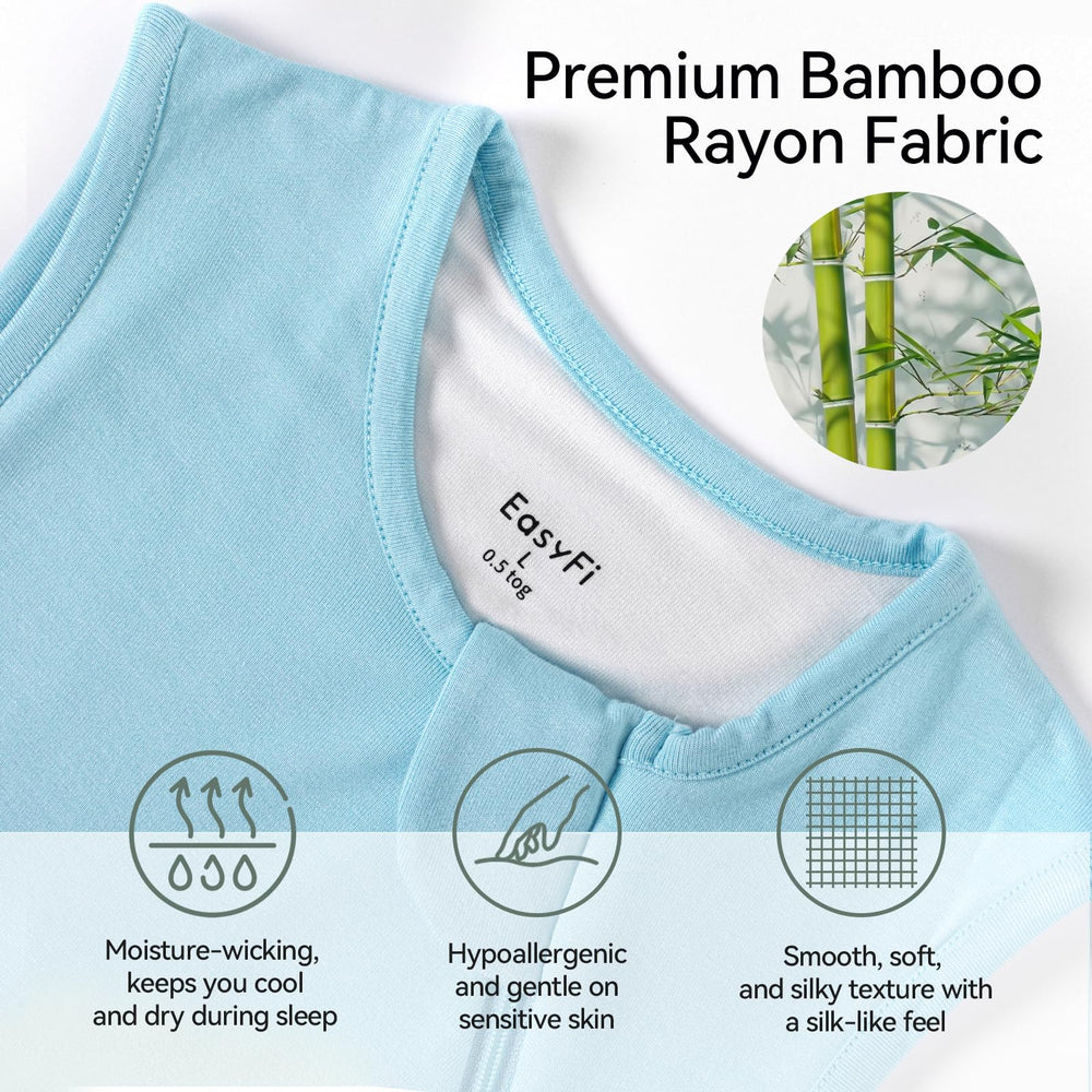EasyFi sleep sack shows a 2-way zipper for easy midnight diaper changes.