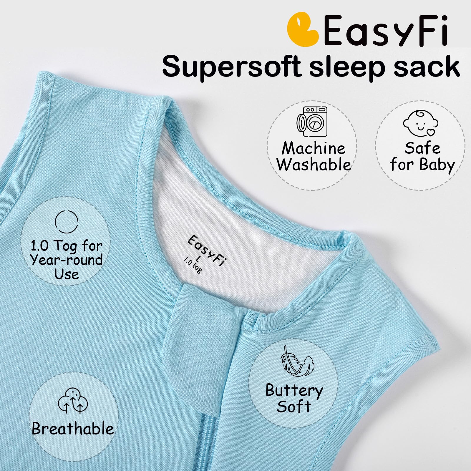 EasyFi sleep sack arm and neck openings designed for comfort.