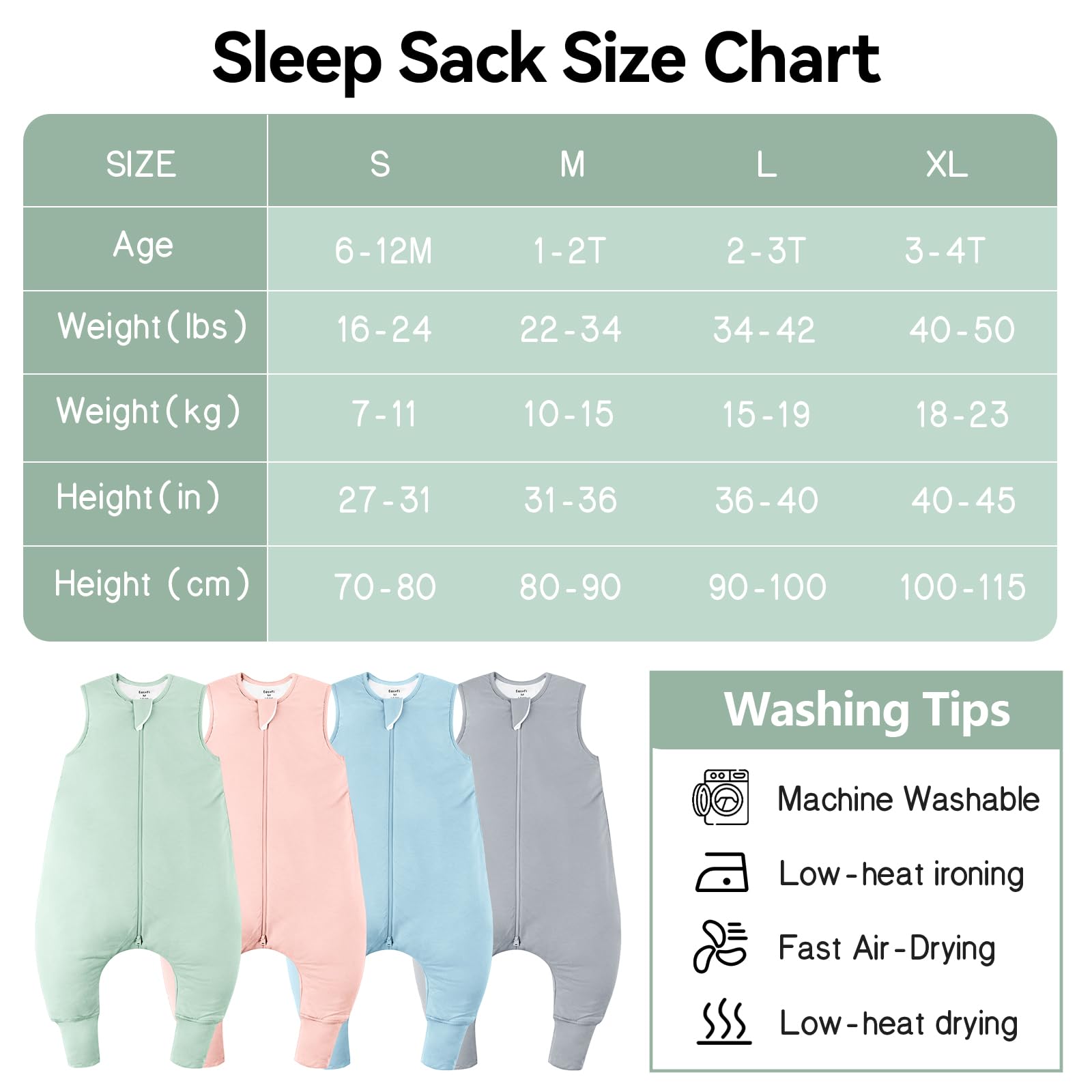 EasyFi sleep sack machine washable for quick cleanup