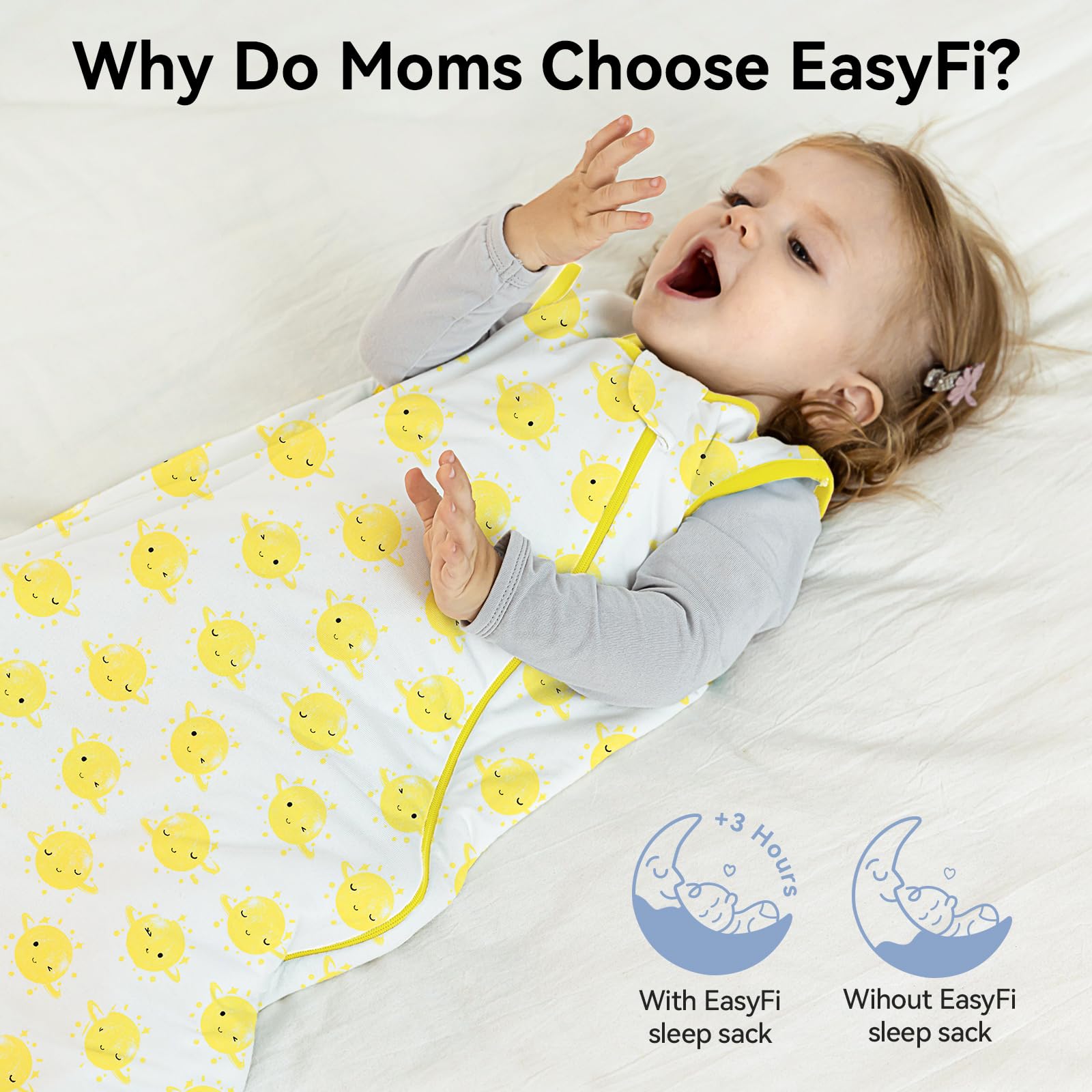 EasyFi sleep sack roomy-leg comfortable movement supports healthy hip development.