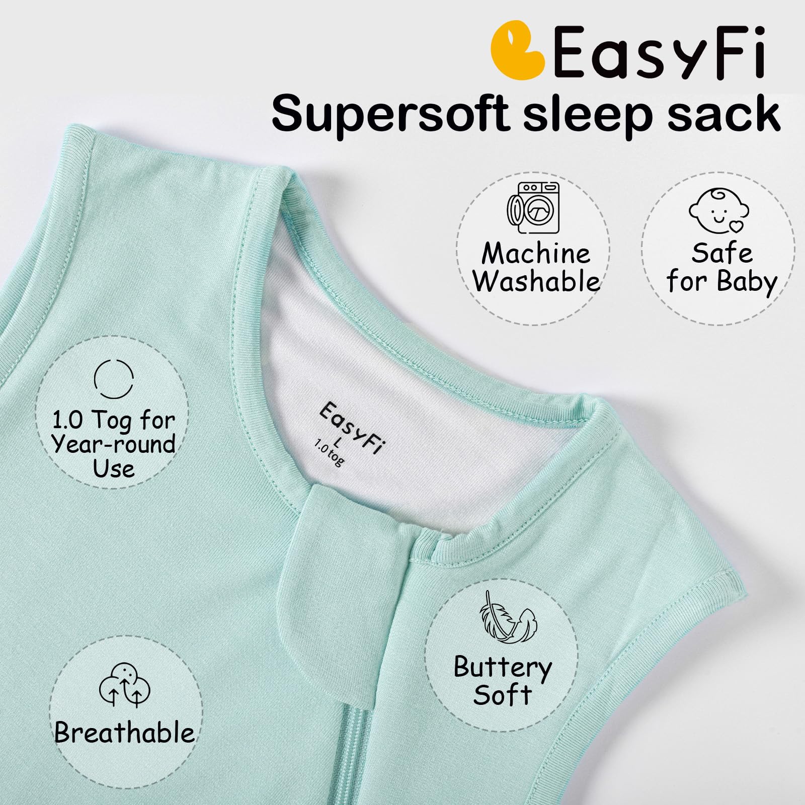 EasyFi sleep sack zipper protector safeguards baby's face