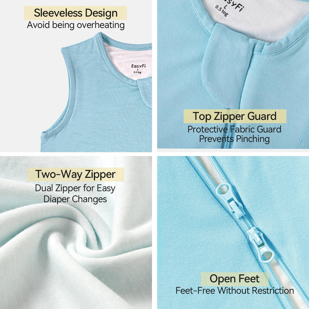 EasyFi sleep sack features a zipper protector to shield baby's face.