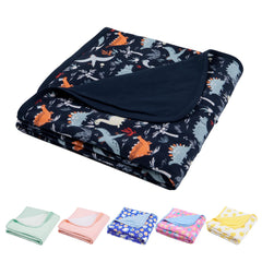 EasyFi Supersoft bamboo baby blanket in Dinosaur World print delivers cozy, breathable warmth.