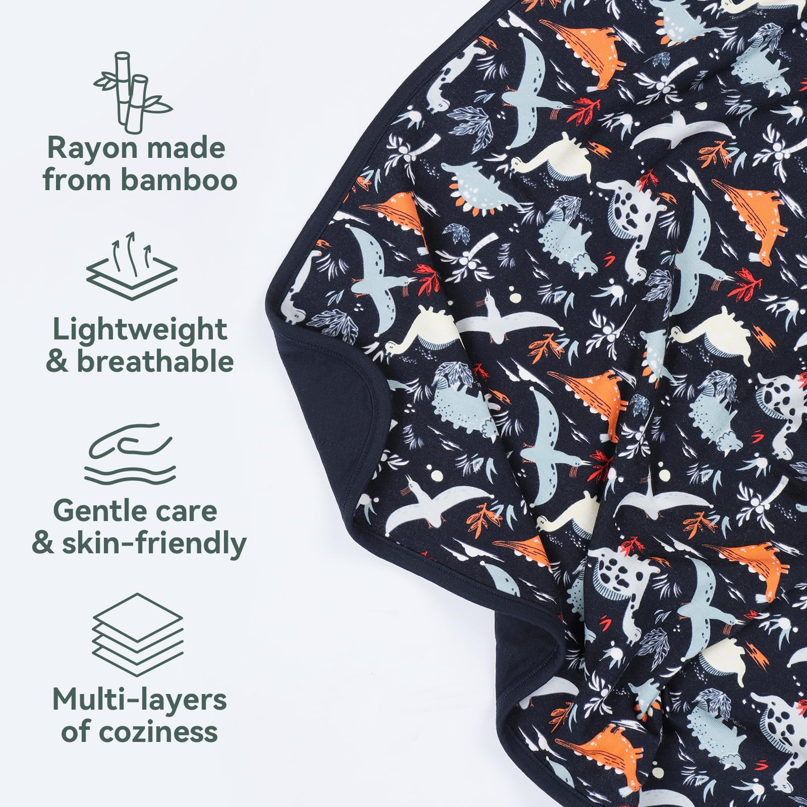 EasyFi Supersoft bamboo baby blanket Dinosaur World pattern enhances nursery charm and coziness.