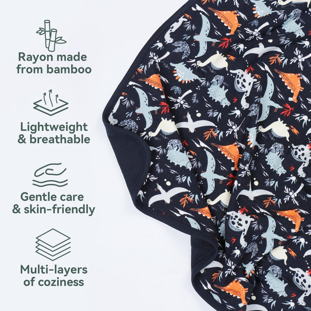 EasyFi Supersoft bamboo baby blanket Dinosaur World pattern enhances nursery charm and coziness.