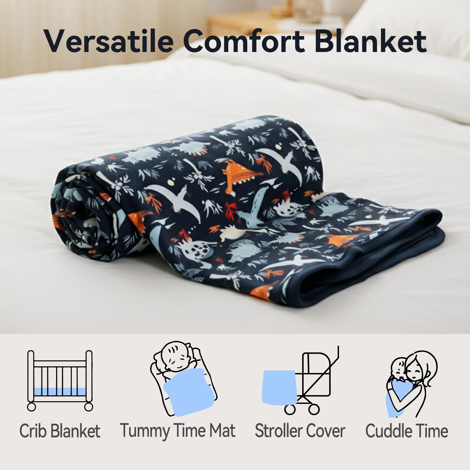 EasyFi Supersoft bamboo baby blanket with Nursery-style print complements decor and imagination.