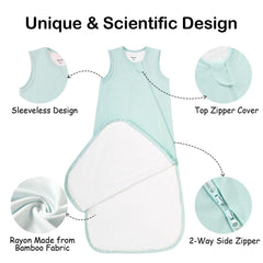 EasyFi bamboo sleep sack with 2-way zipper close boosts diaper changes.