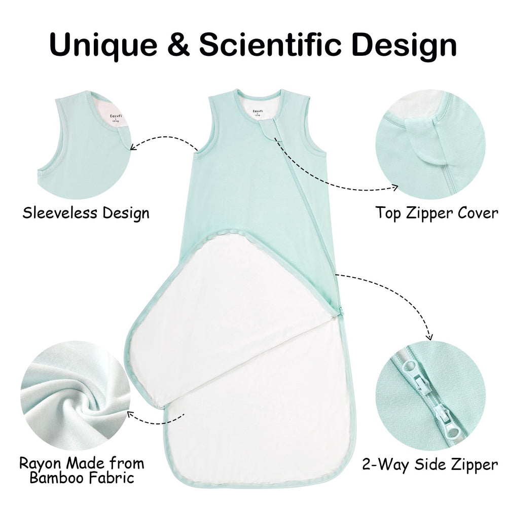 EasyFi Supersoft sleep sack green back view highlighting comfortable fit for all ages.
