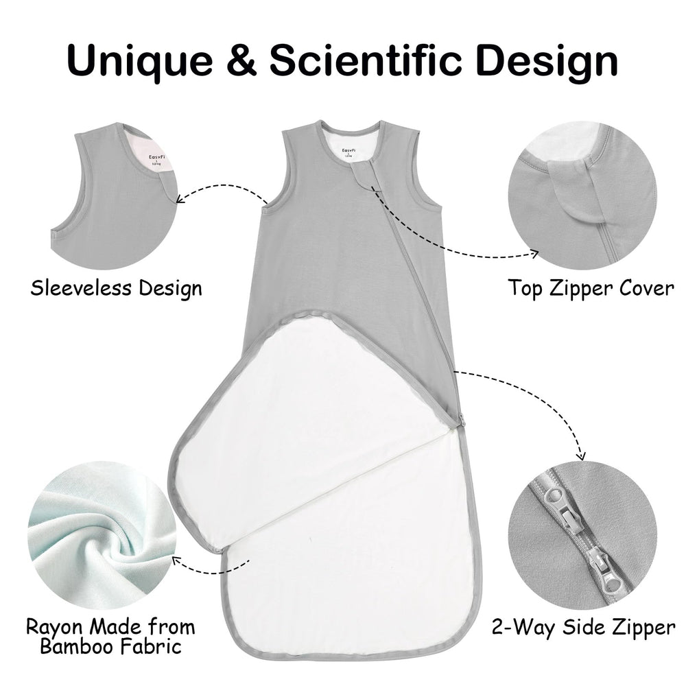 EasyFi Supersoft sleep sack gray side zip for convenient midnight changes