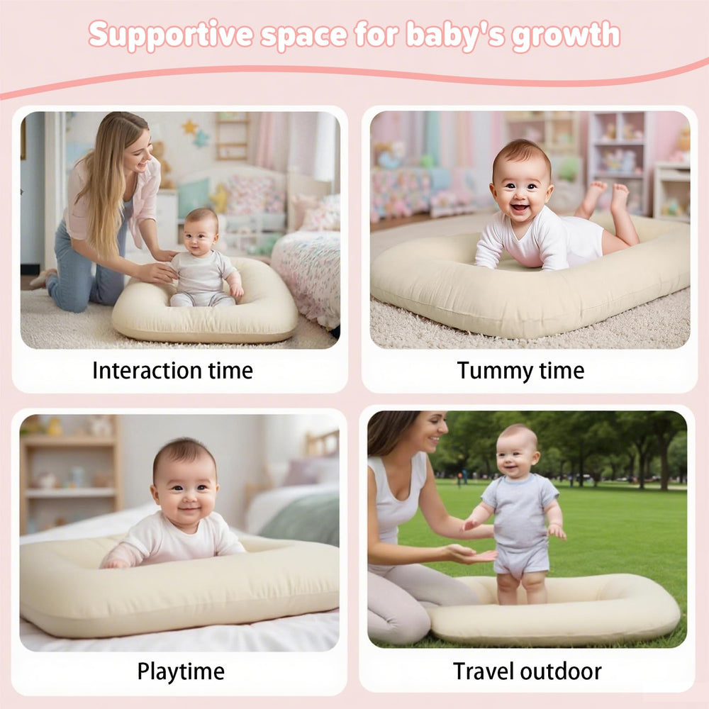 EASYFORALL baby lounger with breathable cotton lining keeps baby comfy during play.