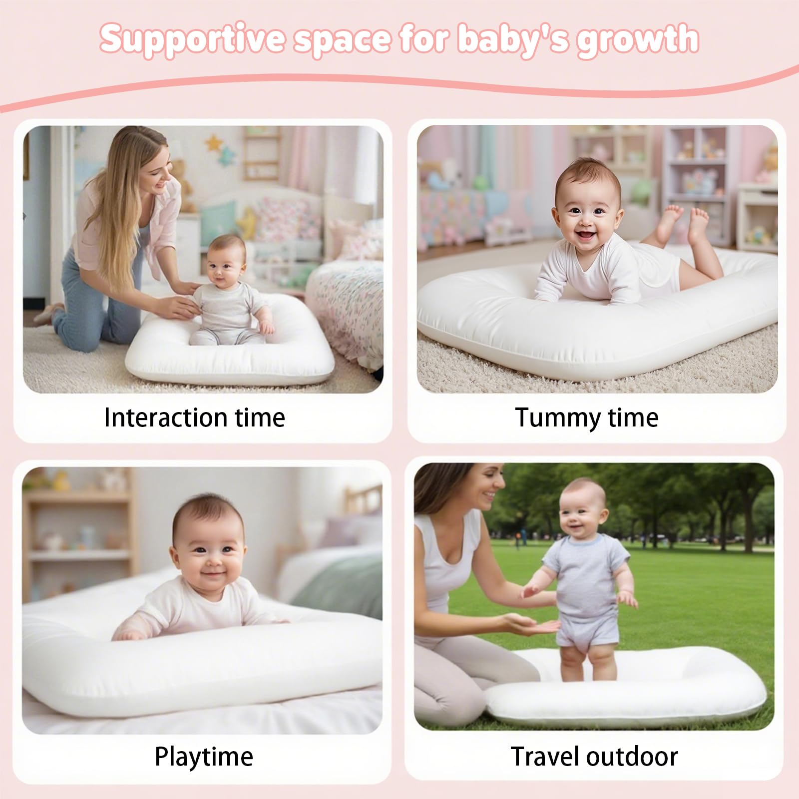 EASYFORALL baby space on the floor emphasizes lightweight, portable design.