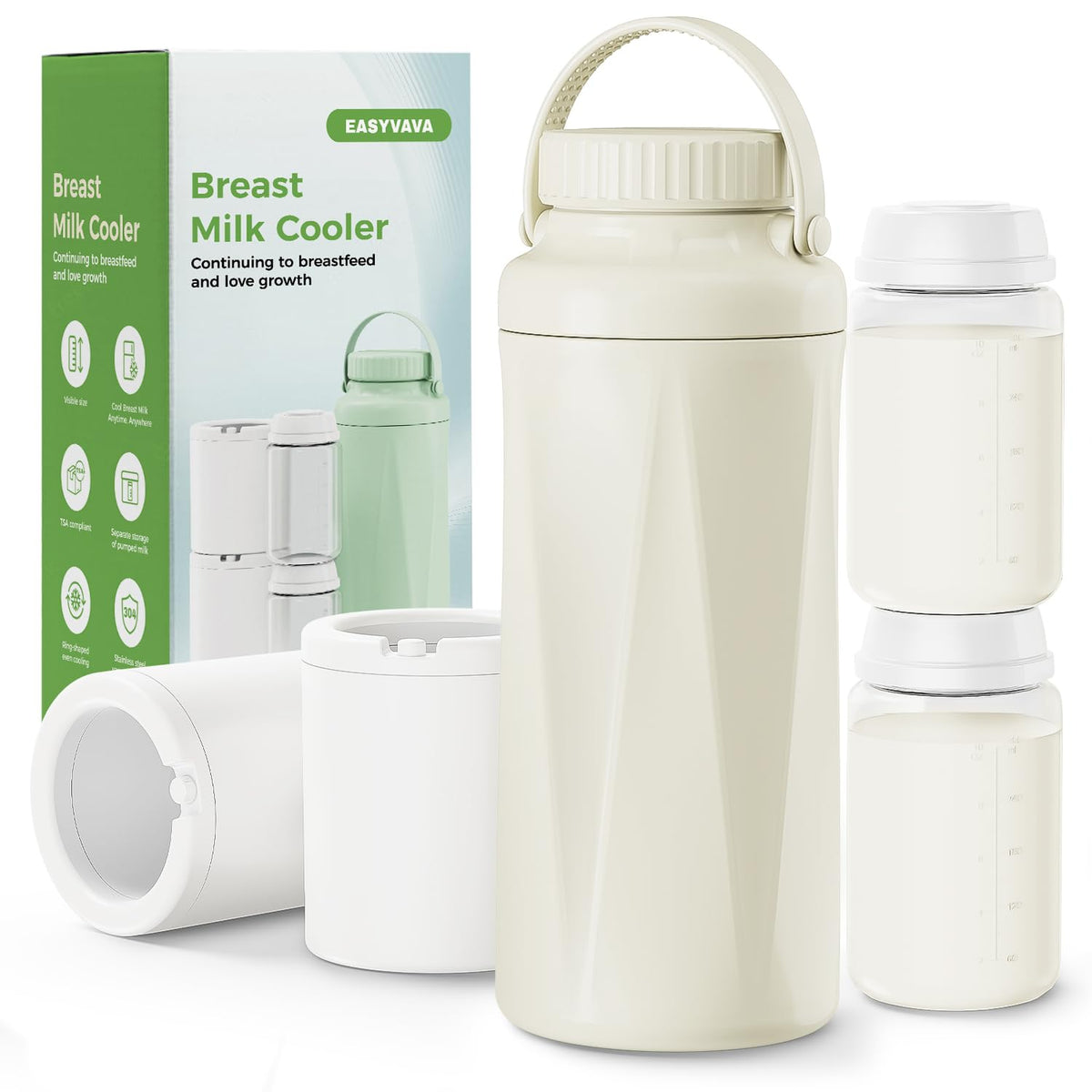 EASYVAVA 22oz portable breast milk cooler on outdoor travel keeps milk fresh