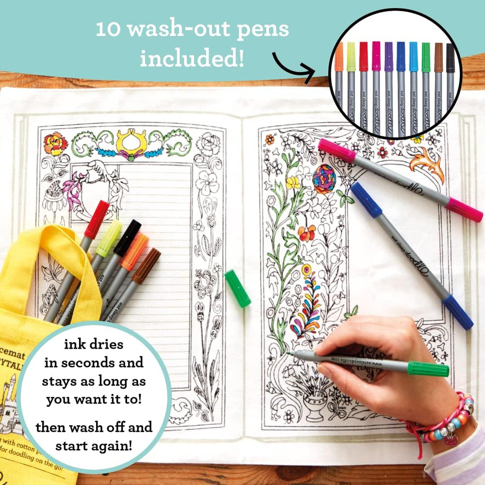 eatsleepdoodle Fairy Tale placemat cotton-carry-bag highlights portable color adventures at meals