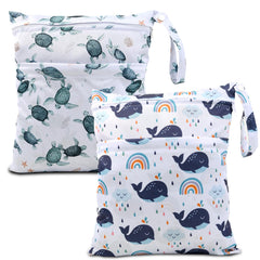 Eaxin cloth diaper wet dry bag with front pocket for extra storage and accessibility.