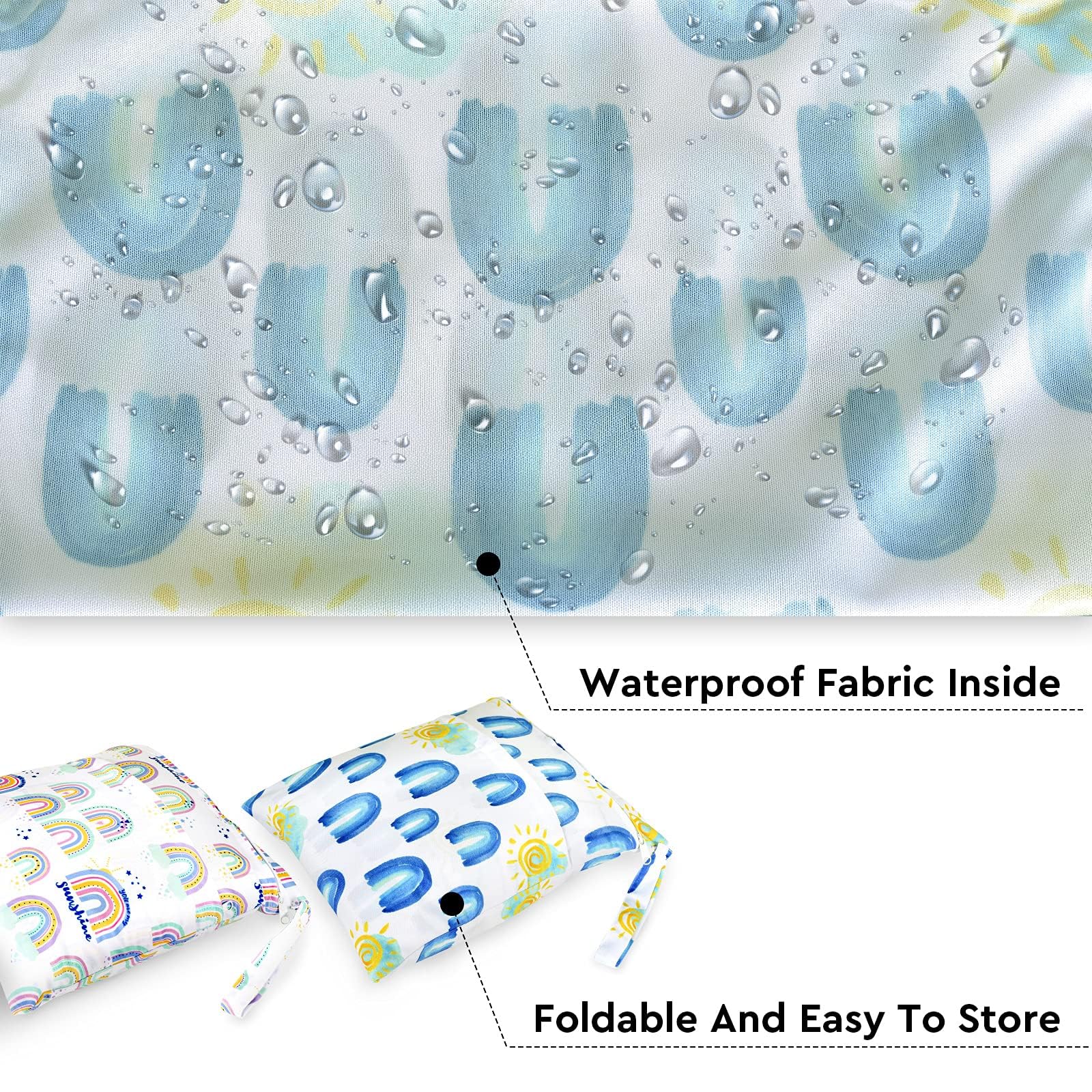 eaxin Rainbows snap-handle wet bag convenient for strollers and travel bags