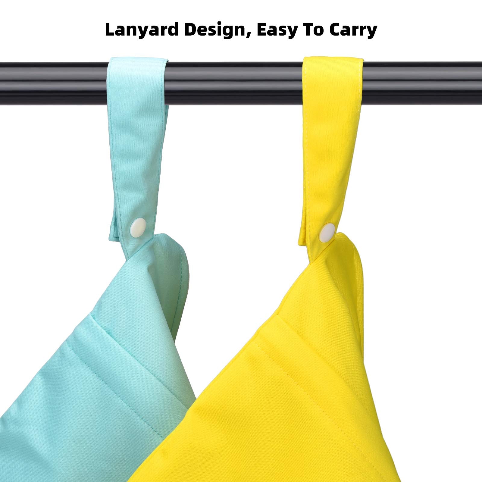 eaxin wet bag two pockets open illustrates wet and dry separation during travel.