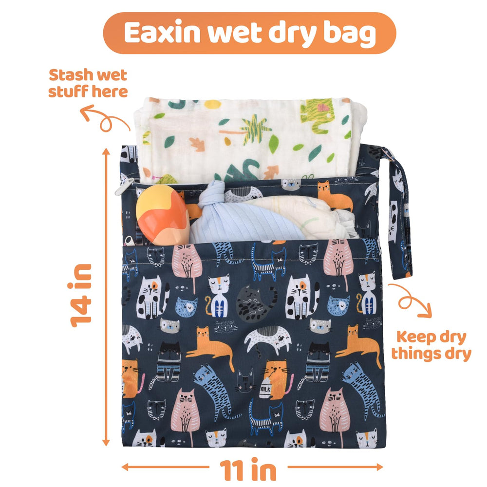eaxin front-pocket wet/dry bag provides quick-access storage for wipes and small essentials