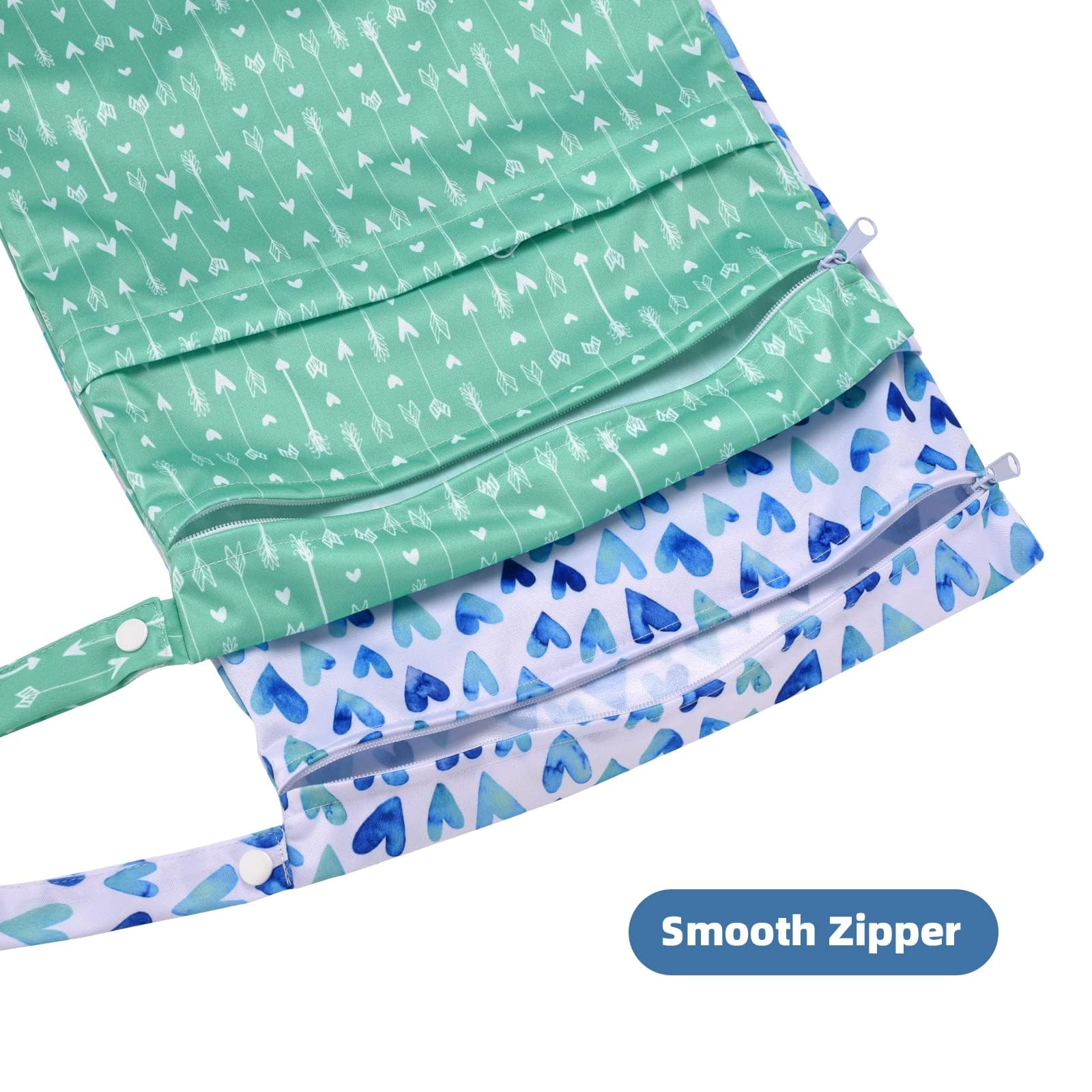 Eaxin wet dry bag interior capacity showing space for multiple cloth diapers and wipes
