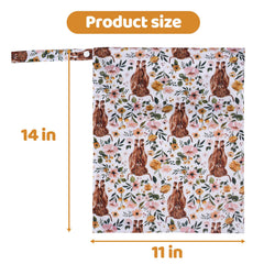 eaxin wet-dry bag with snap handle attached to a stroller for hands-free transport