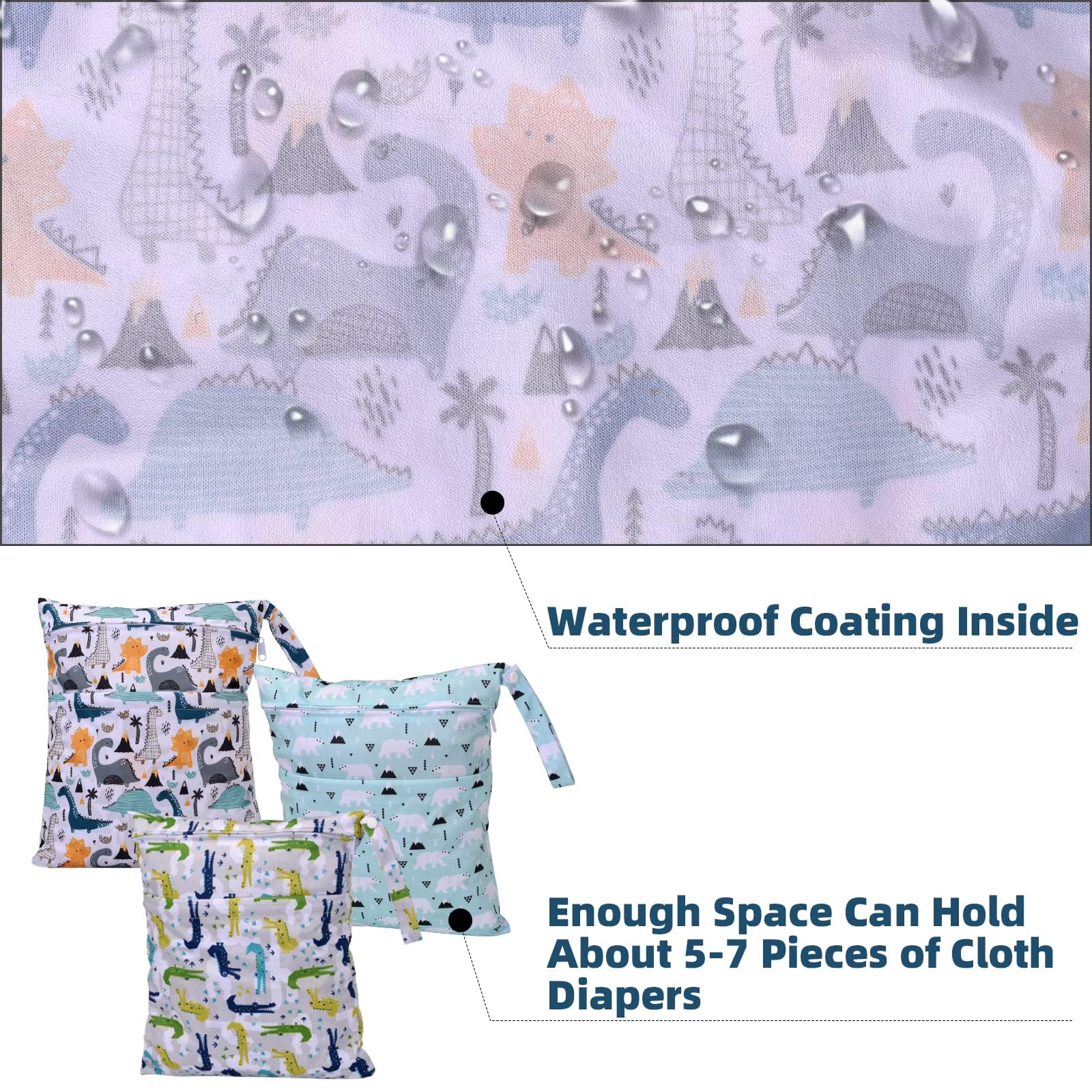 eaxin wet dry bag clips to strollers for mess-free outings.