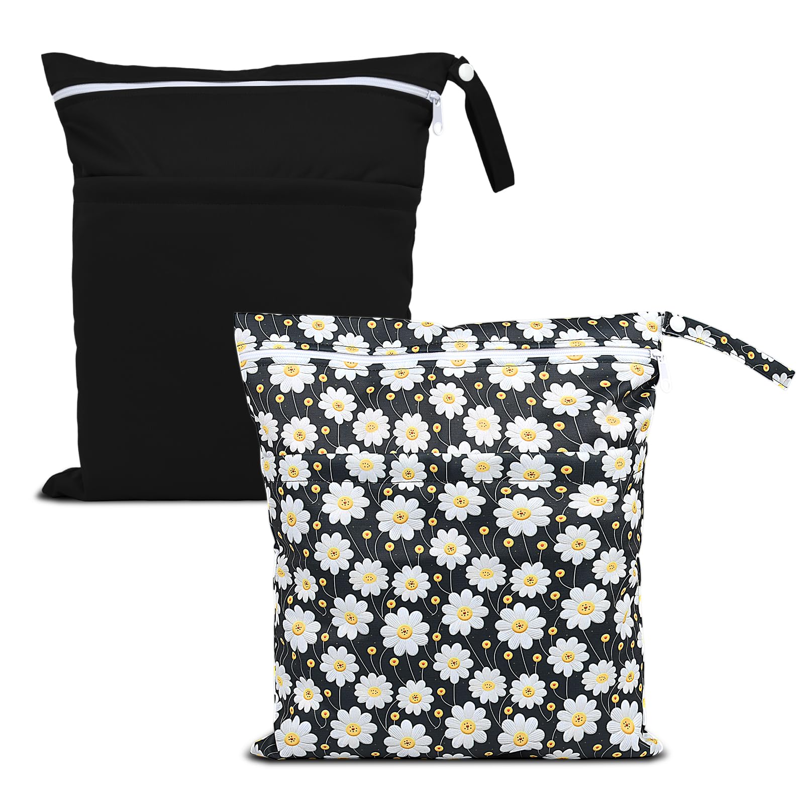 eaxin Wet Dry Bags 2-Pack front pocket showcases extra storage for diapers or wipes.