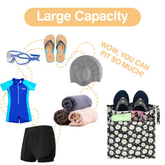 eaxin Wet Dry Bags 2-Pack two-pockets design organizes wet items on the go.