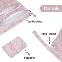 Eaxin wet-dry-bags pink rainbows open pockets illustrate organized wet-dry separation.