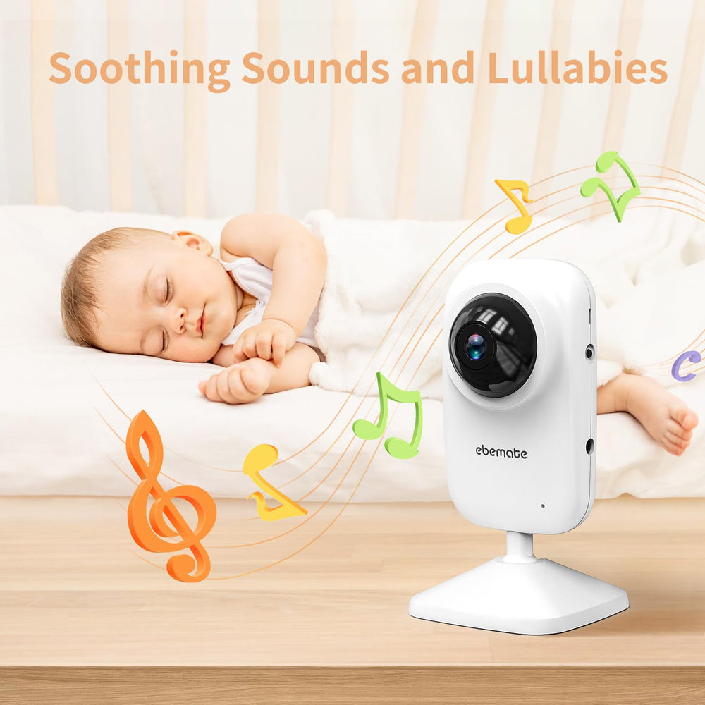 ebemate baby monitor lullabies soothe baby using built-in melodies.