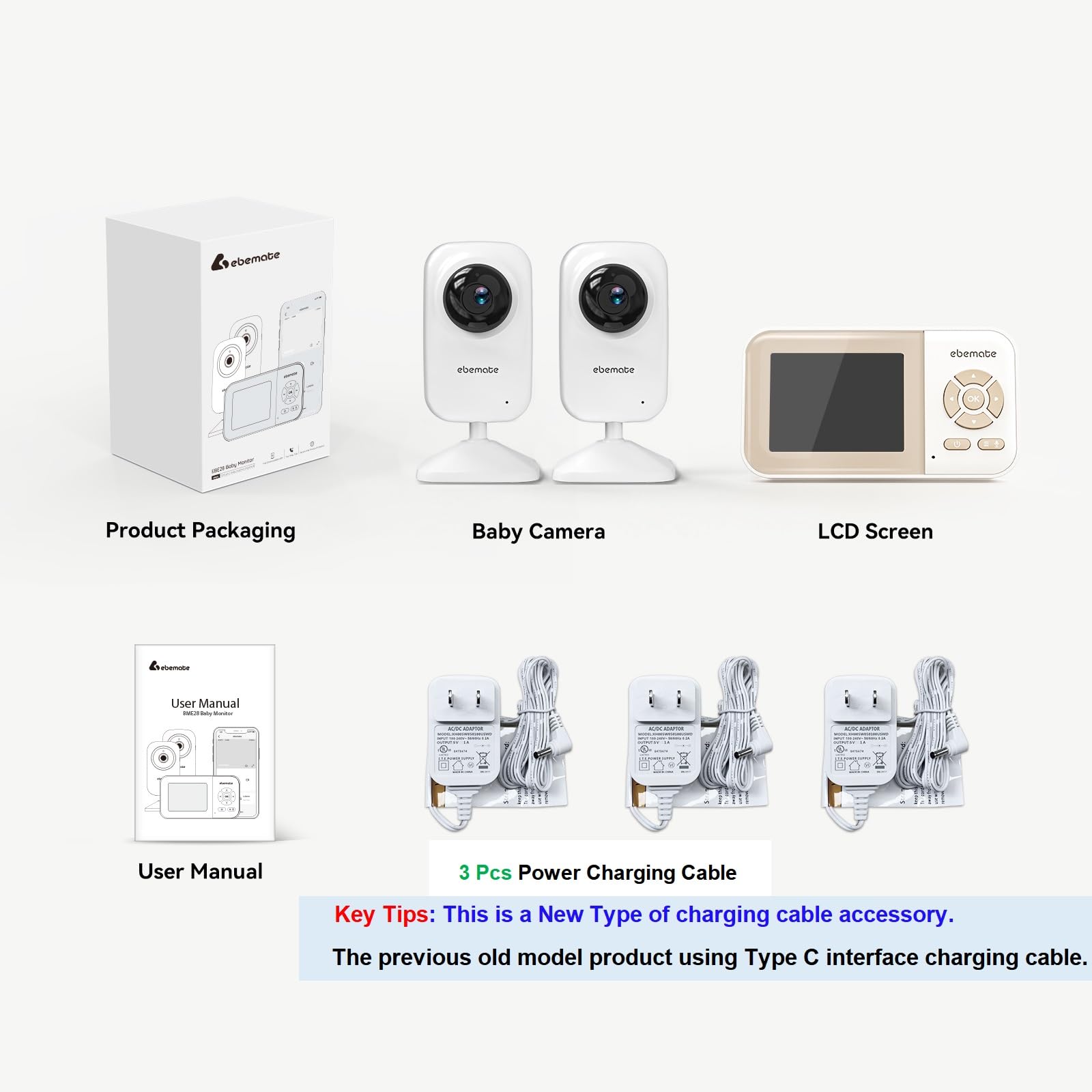 ebemate EBE28-2 expandable kit supports up to four cameras for multi-room monitoring.
